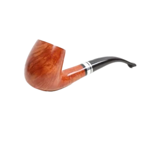 Pipe Savinelli Minerva Liscia en vue trois quarts, forme courbée, finition naturelle, filtre 9 mm - A La Civette.