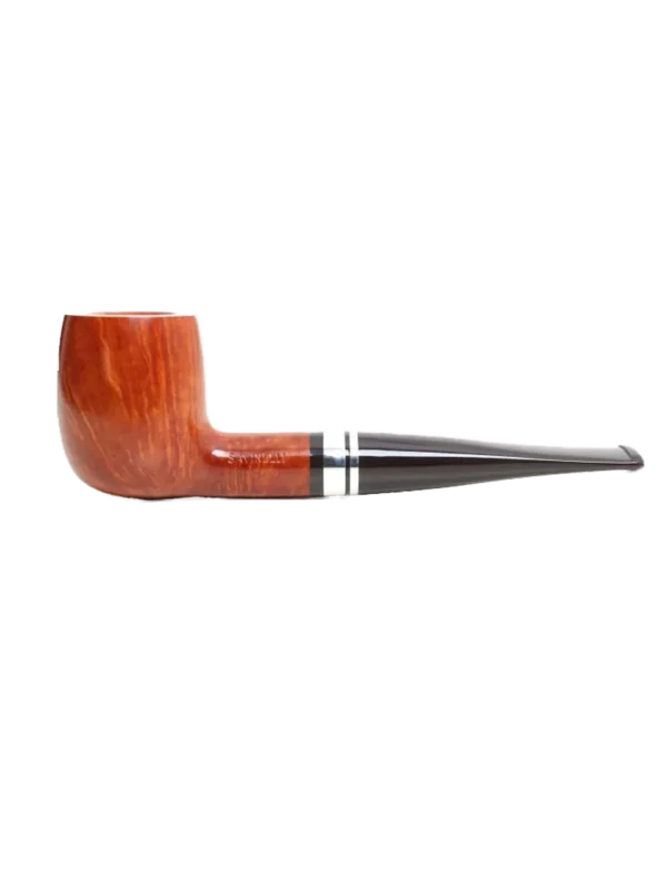 Pipe Savinelli Minerva Liscia en vue de profil, forme droite, finition naturelle, filtre 6 mm - A La Civette.