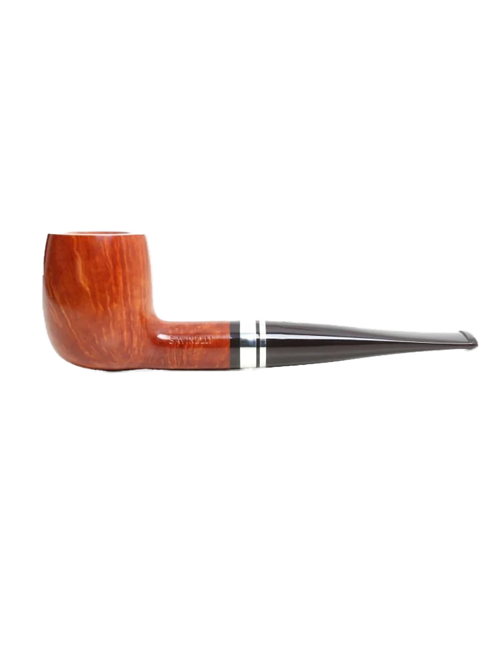 Pipe Savinelli Minerva Liscia en vue de profil, forme droite, finition naturelle, filtre 6 mm - A La Civette.