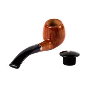 Pipe Savinelli Monsieur en vue arrière, forme courbée, finition naturelle, filtre 6 mm - A La Civette.