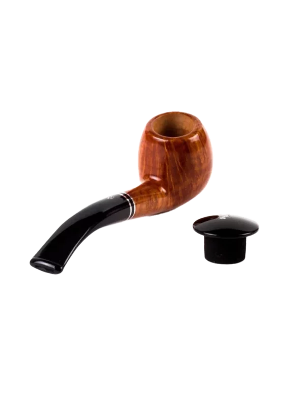 Pipe Savinelli Monsieur 626 en vue arrière, forme courbée, finition naturelle, filtre 6 mm - A La Civette.