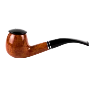 Pipe Savinelli Monsieur 626 en vue de profil, forme courbée, finition naturelle, filtre 6 mm - A La Civette.