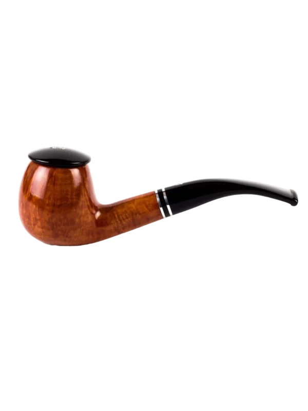 Pipe Savinelli Monsieur 626 en vue de profil, forme courbée, finition naturelle, filtre 6 mm - A La Civette.