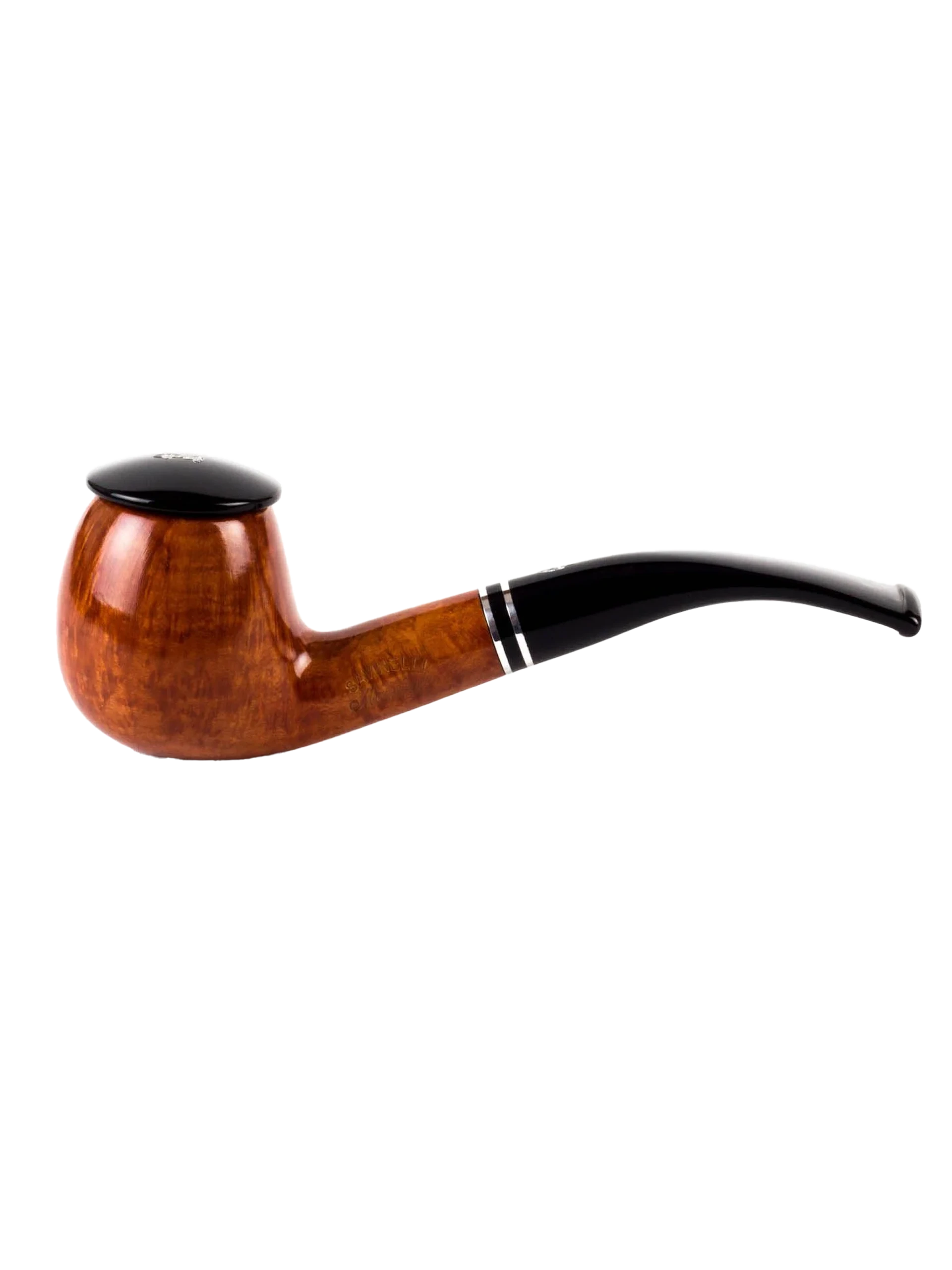 Pipe Savinelli Monsieur 626 en vue de profil, forme courbée, finition naturelle, filtre 6 mm - A La Civette.