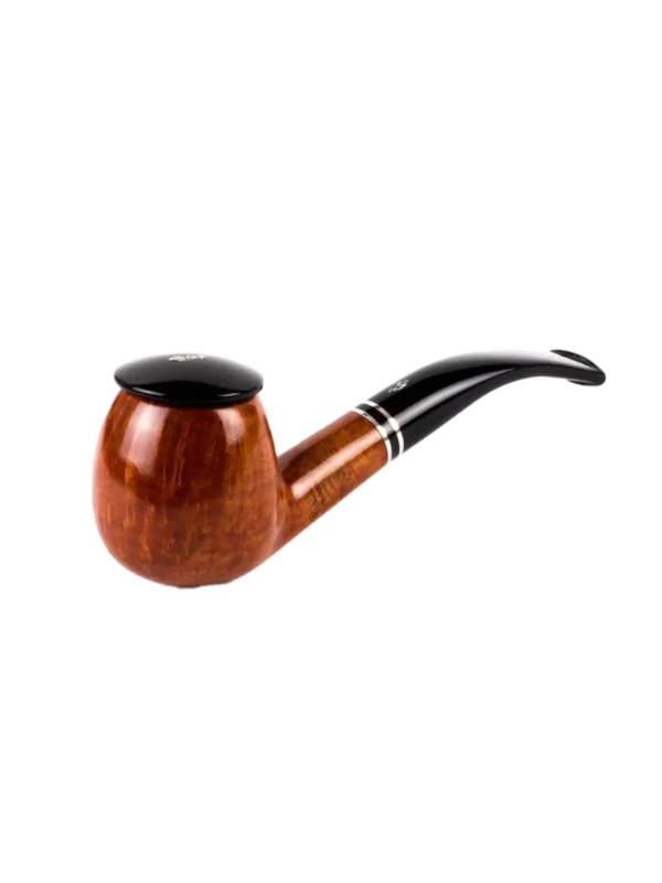 Pipe Savinelli Monsieur 626 en vue trois quarts, forme courbée, finition naturelle, filtre 6 mm - A La Civette.