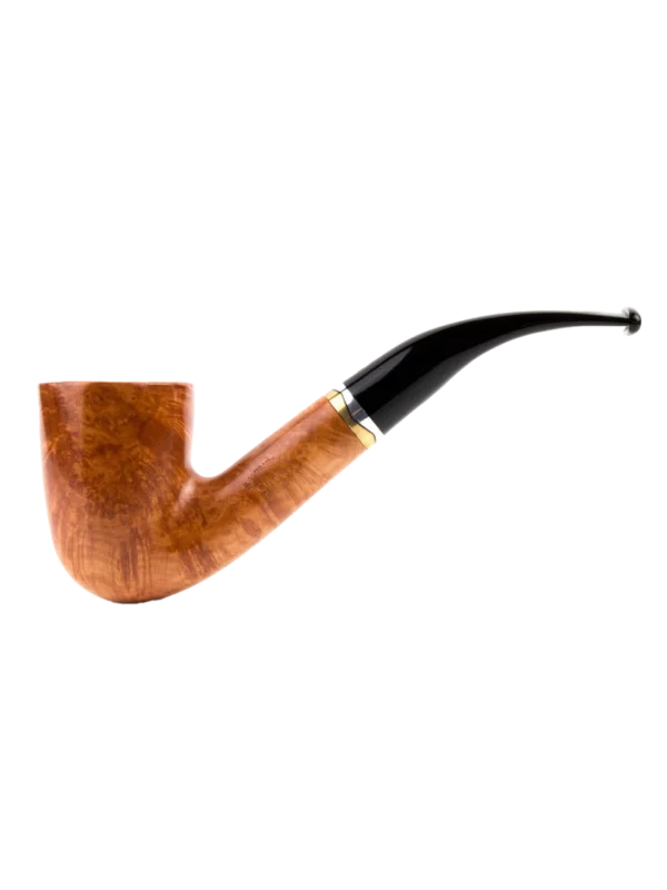 Pipe Savinelli Onda en vue de profil, forme courbée, finition naturelle, filtre 9 mm - A La Civette.