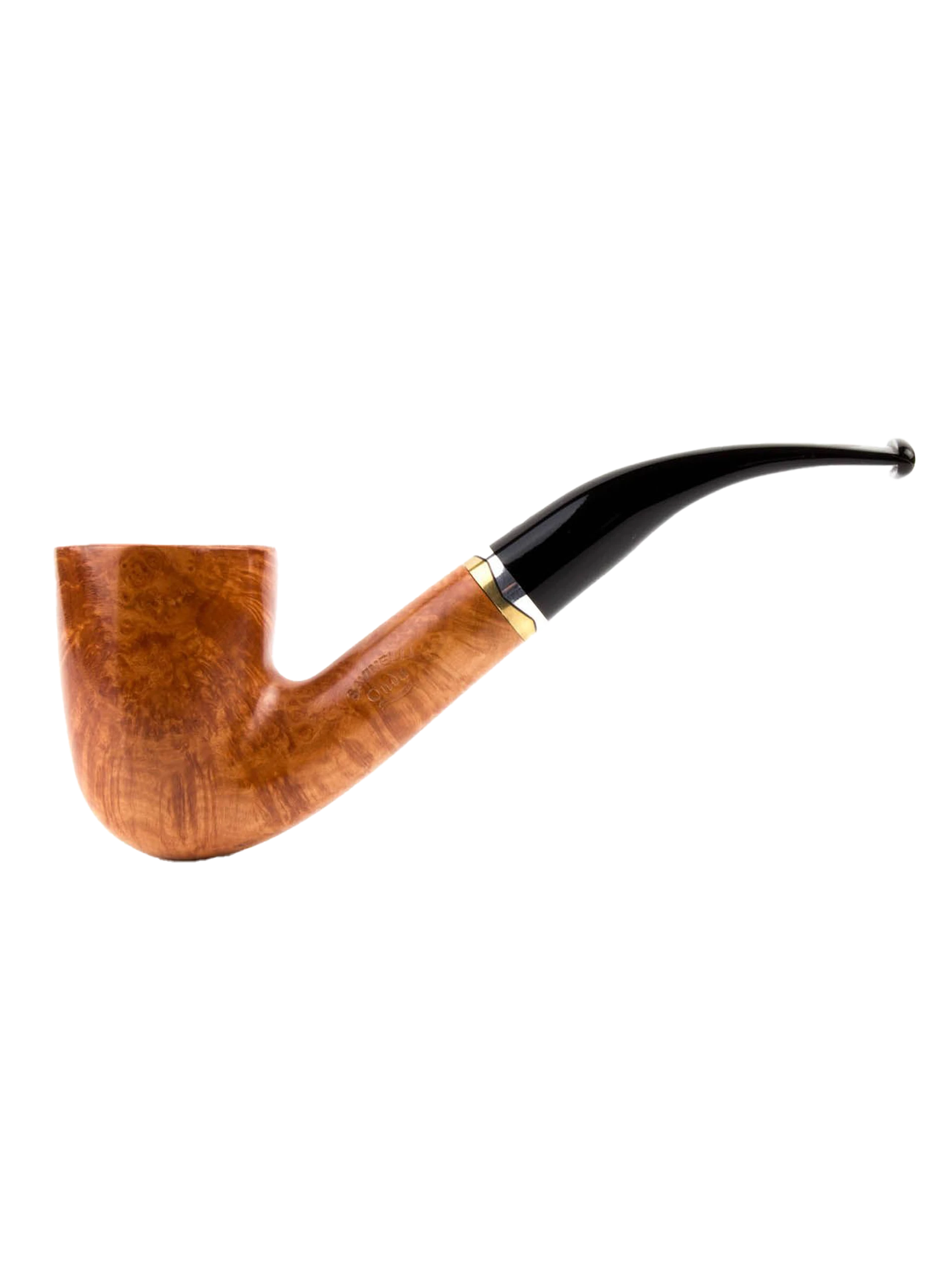 Pipe Savinelli Onda en vue de profil, forme courbée, finition naturelle, filtre 9 mm - A La Civette.