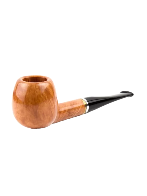 Pipe Savinelli Onda en vue trois quarts, forme droite, finition naturelle, filtre 9 mm - A La Civette.