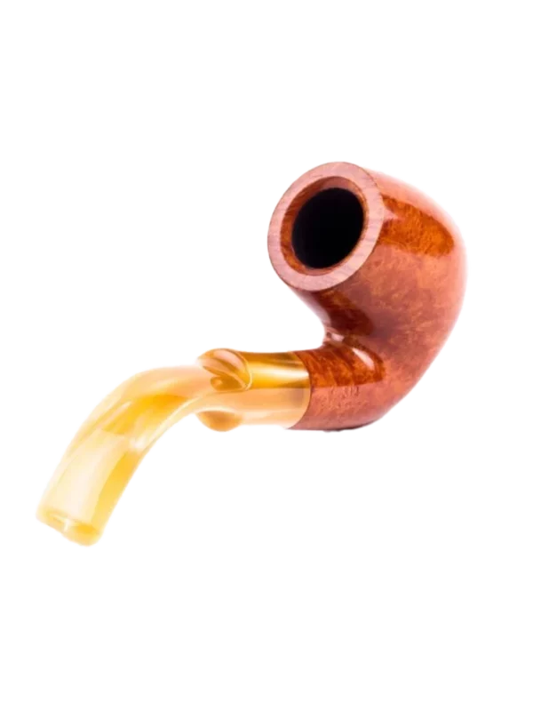 Pipe Savinelli Oscar Lucite 614 en vue arrière, forme courbée, finition naturelle, sans filtre - A La Civette.