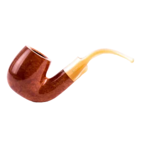 Pipe Savinelli Oscar Lucite 614 en vue de profil, forme courbée, finition naturelle, sans filtre - A La Civette.