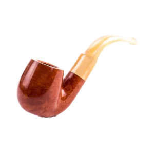 Pipe Savinelli Oscar Lucite 614 en vue trois quarts, forme courbée, finition naturelle, sans filtre - A La Civette.