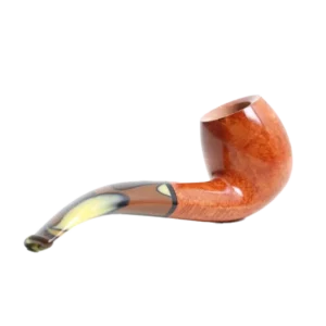 Pipe Savinelli Paloma 677 en vue arrière, forme courbée, finition naturelle, filtre 9 mm - A La Civette.