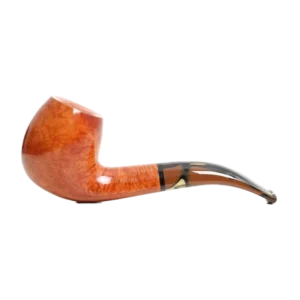 Pipe Savinelli Paloma en vue de profil, forme courbée, finition naturelle, filtre 9 mm - A La Civette.