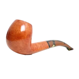 Pipe Savinelli Paloma 677 en vue trois quarts, forme courbée, finition naturelle, filtre 9 mm - A La Civette.