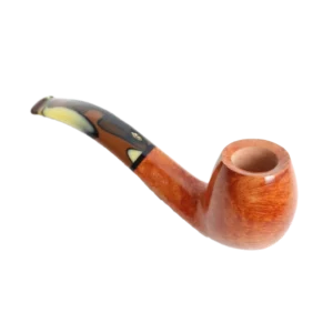 Pipe Savinelli Paloma 677 en vue trois quarts inversée, forme courbée, finition naturelle, filtre 9 mm - A La Civette.