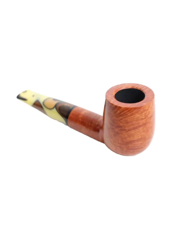 Pipe Savinelli Paloma 101 en vue trois quarts inversée, forme droite, finition naturelle, filtre 9 mm - A La Civette.