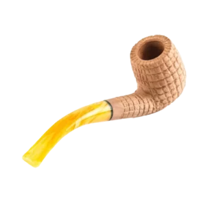 Pipe Savinelli Pannocchia en vue arrière, forme courbée, finition rustique, filtre 9 mm - A La Civette.