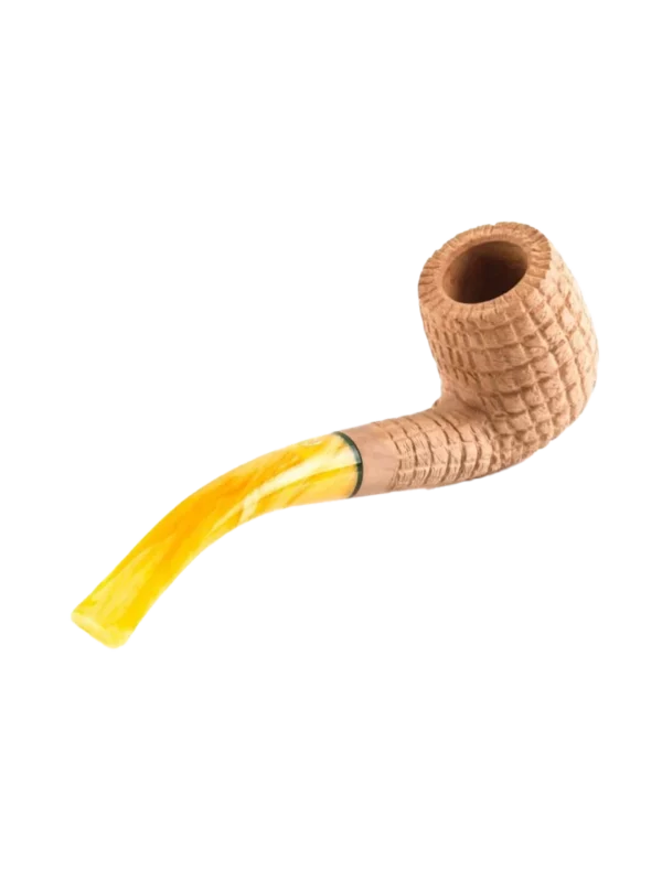 Pipe Savinelli Pannocchia 606 en vue arrière, forme courbée, finition rustique, filtre 9 mm - A La Civette.