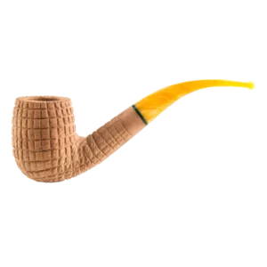 Pipe Savinelli Pannocchia en vue de profil, forme courbée, finition rustique, filtre 9 mm - A La Civette.