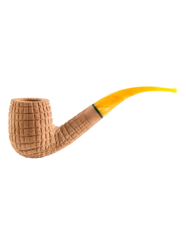 Pipe Savinelli Pannocchia en vue de profil, forme courbée, finition rustique, filtre 9 mm - A La Civette.