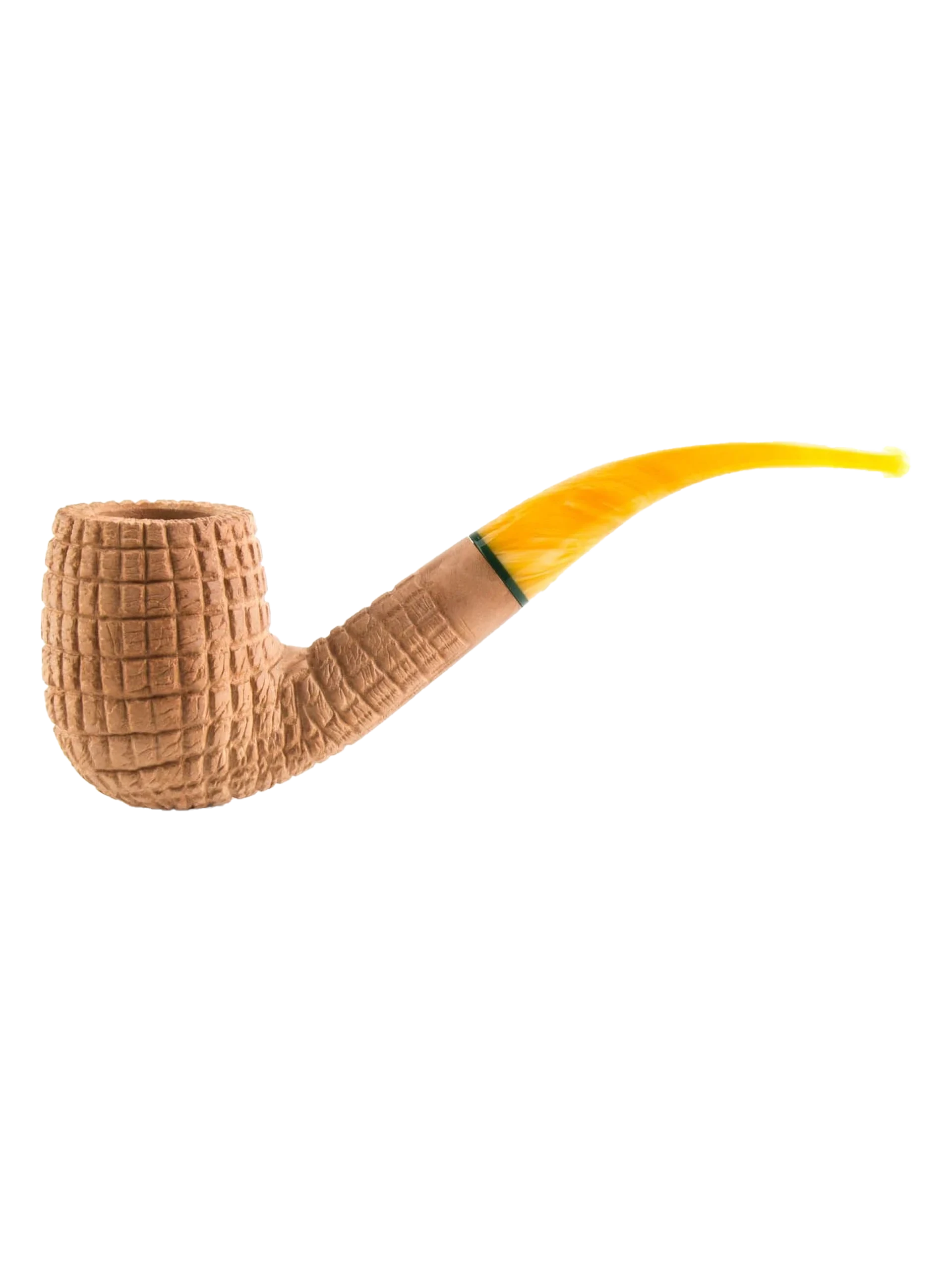 Pipe Savinelli Pannocchia en vue de profil, forme courbée, finition rustique, filtre 9 mm - A La Civette.