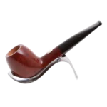 Pipe Savinelli Rugby 173 sur support, vue arrière, forme droite, finition naturelle, filtre 9 mm - A La Civette.