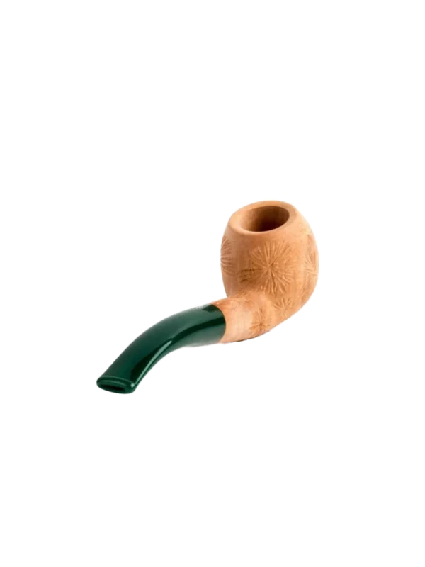 Pipe Savinelli Spinosa en vue arrière, forme courbée, finition naturelle façonnée, filtre 9 mm - A La Civette.