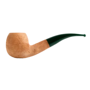 Pipe Savinelli Spinosa en vue de profil, forme courbée, finition naturelle façonnée, filtre 9 mm - A La Civette.