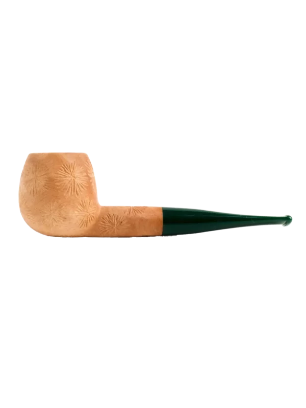 Pipe Savinelli Spinosa en vue de profil, forme droite, finition naturelle façonnée, filtre 9 mm - A La Civette.