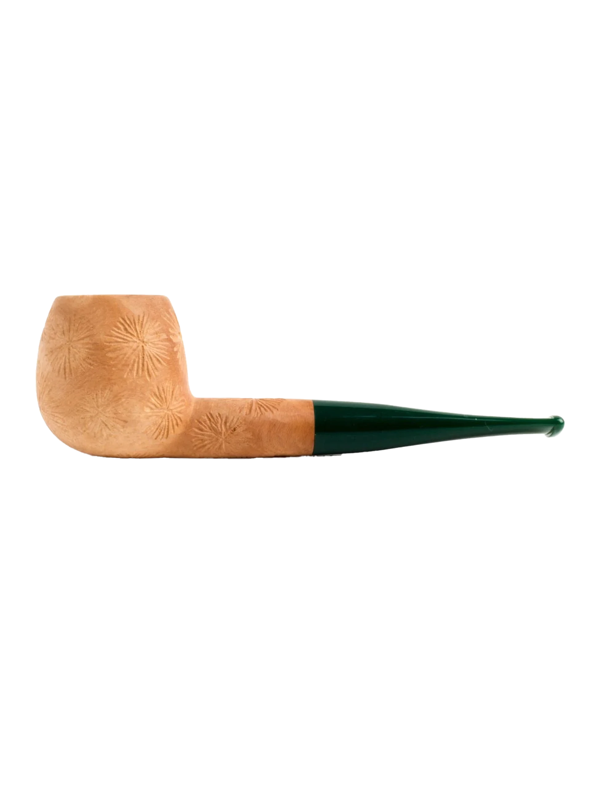 Pipe Savinelli Spinosa en vue de profil, forme droite, finition naturelle façonnée, filtre 9 mm - A La Civette.