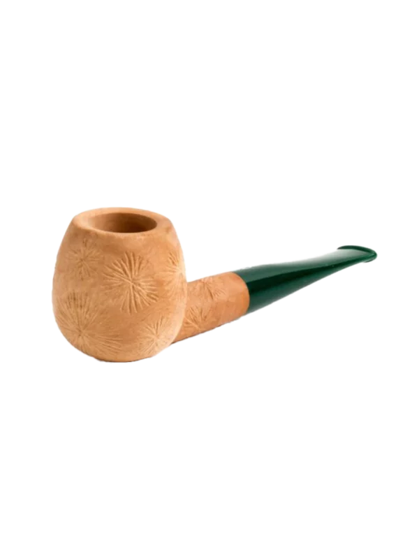 Pipe Savinelli Spinosa en vue trois quarts, forme droite, finition naturelle façonnée, filtre 9 mm - A La Civette.