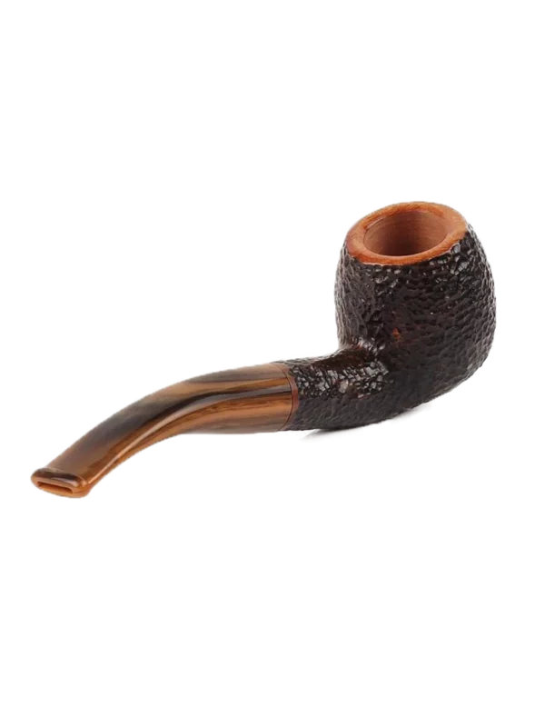 Pipe Savinelli Tundra 626 en vue arrière, forme courbée, finition naturelle, filtre 9 mm - A La Civette.