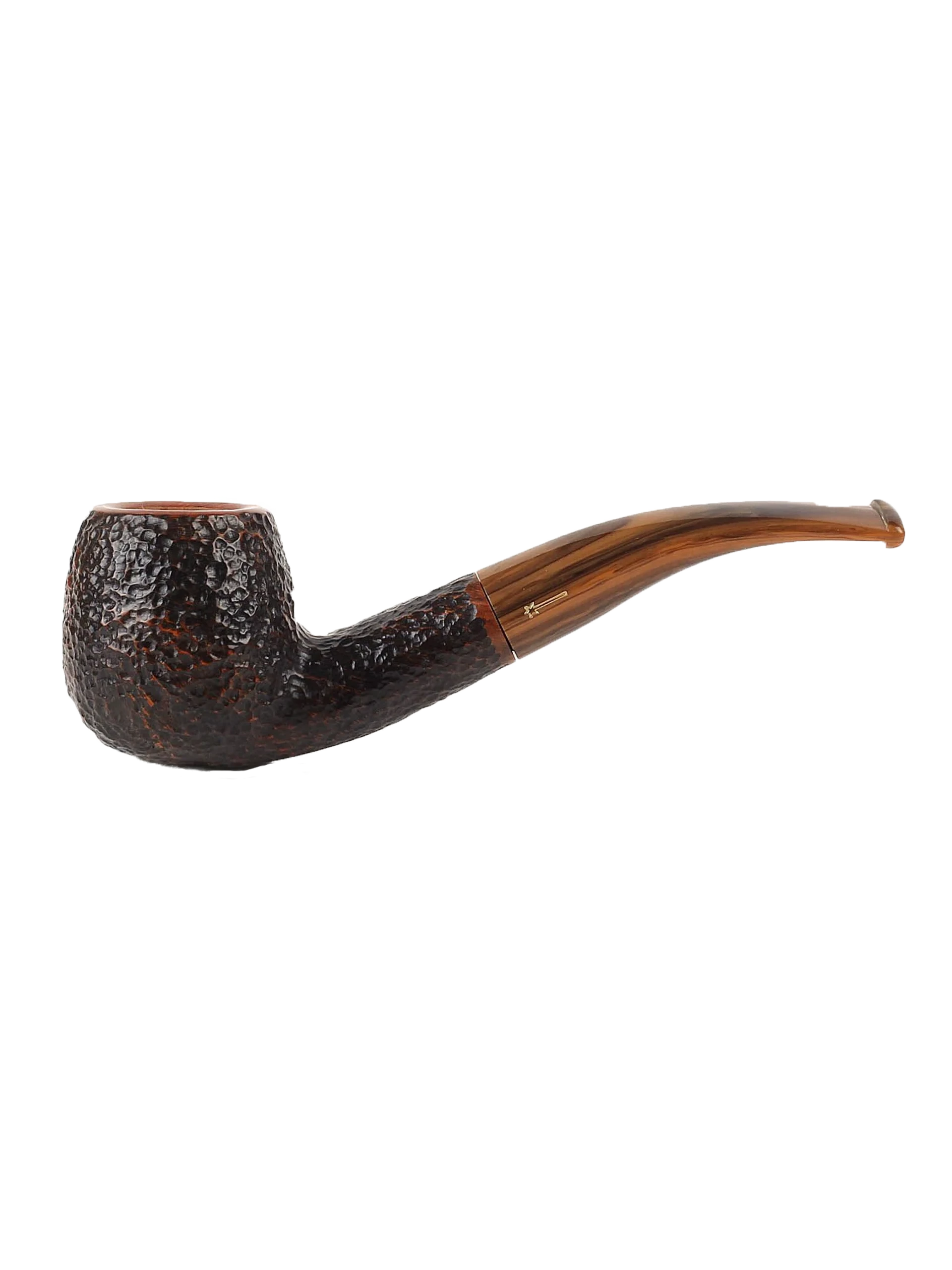 Pipe Savinelli Tundra en vue de profil, forme courbée, finition naturelle, filtre 9 mm - A La Civette.