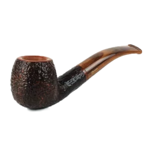 Pipe Savinelli Tundra 626 en vue trois quarts, forme courbée, finition naturelle, filtre 9 mm - A La Civette.