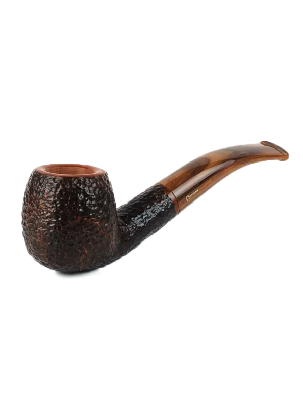 Pipe Savinelli Tundra 626 en vue trois quarts, forme courbée, finition naturelle, filtre 9 mm - A La Civette.