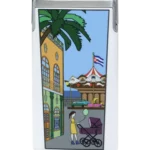 Briquet Elie Bleu J15 Laque Casa Cubana Carousel Blanc vue de face - Allure moderne.