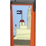 Briquet Elie Bleu J15 Laque Casa Cubana Orange vue de face - Allure raffinée.