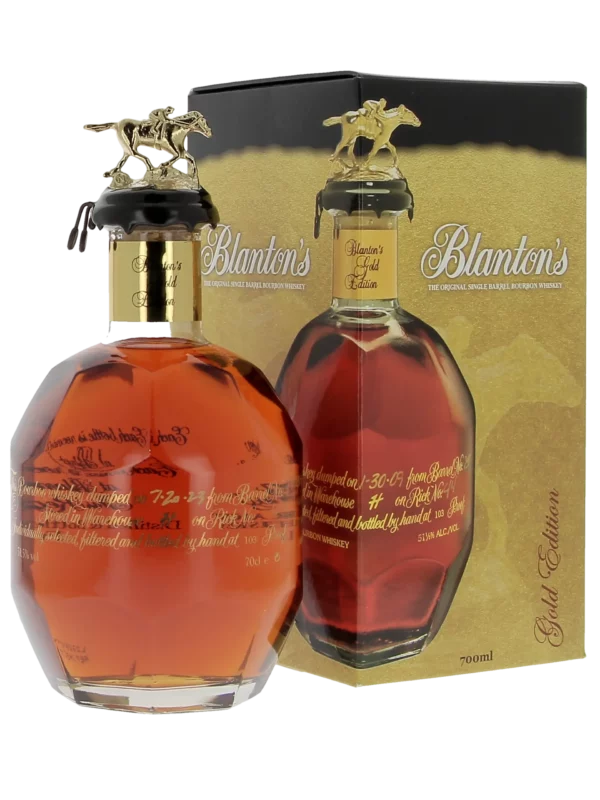 Whisky Blanton’s Bourbon Gold Edition – bouteille et boîte face – A La Civette Paris