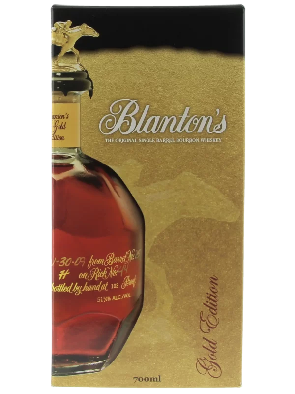 Face de la boîte du Whisky Blanton’s Gold Edition – A La Civette Paris