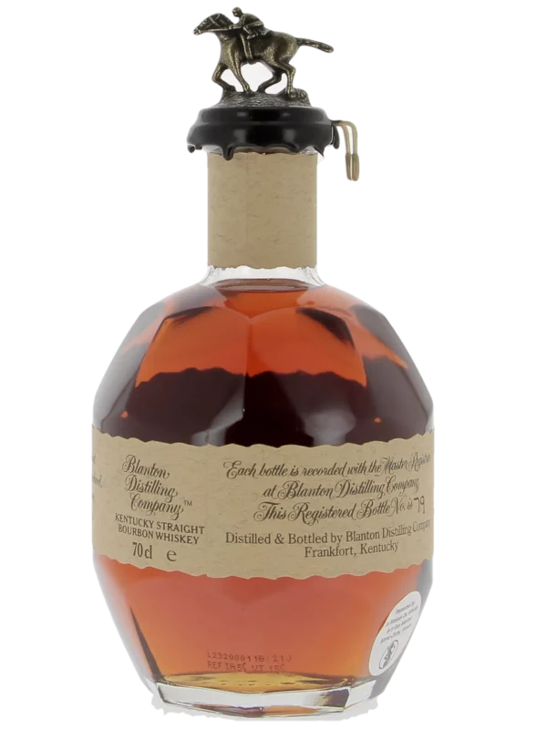 Dos de la bouteille du Whisky Blanton’s Bourbon Original Single Barrel – A La Civette Paris