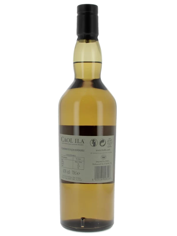 Dos de la bouteille du Whisky Caol Ila Moch – A La Civette Paris