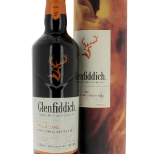 Whisky Glenfiddich Fire & Cane – bouteille et boîte face – A La Civette Paris