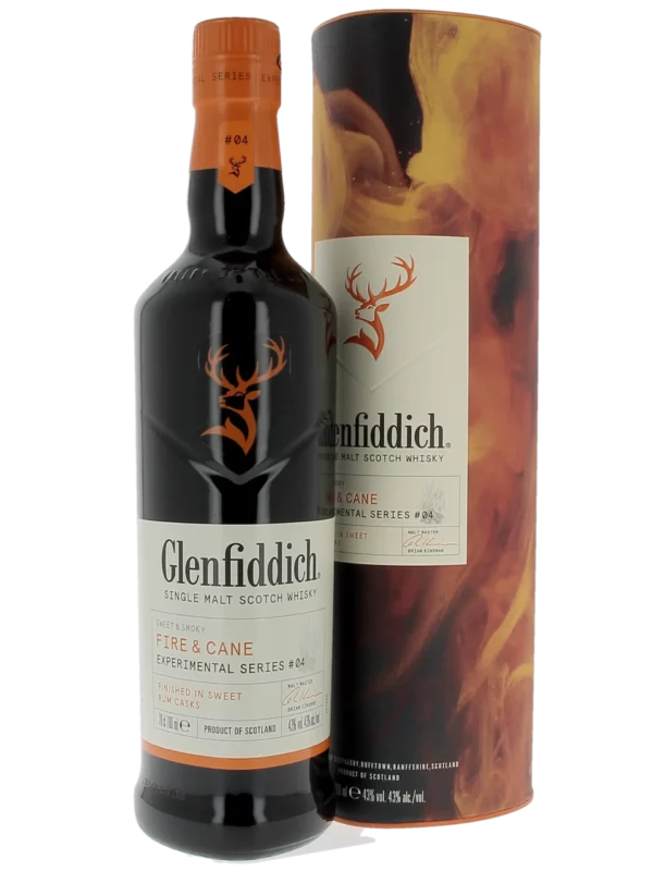 Whisky Glenfiddich Fire & Cane – bouteille et boîte face – A La Civette Paris