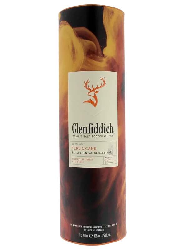 Face de la boîte du Whisky Glenfiddich Fire & Cane – A La Civette Paris