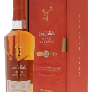 Whisky Glenfiddich Gran Reserva 21 ans – boîte et bouteille face – A La Civette Paris