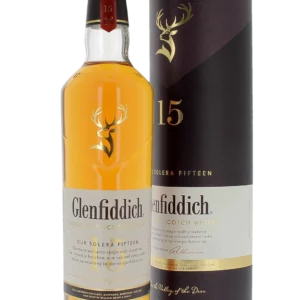Whisky Glenfiddich Our Solera Fifteen 15 ans – boîte et bouteille face – A La Civette Paris