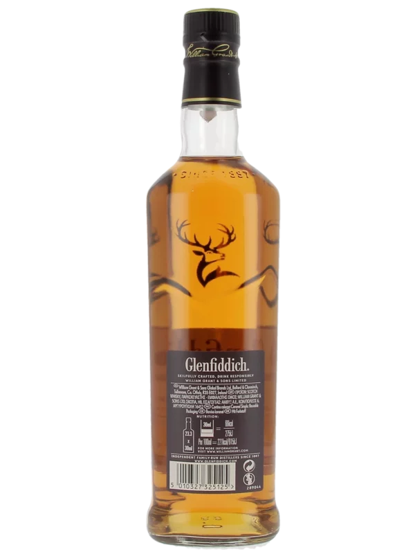 Dos de la bouteille du Whisky Glenfiddich Our Solera Fifteen 15 ans – A La Civette Paris