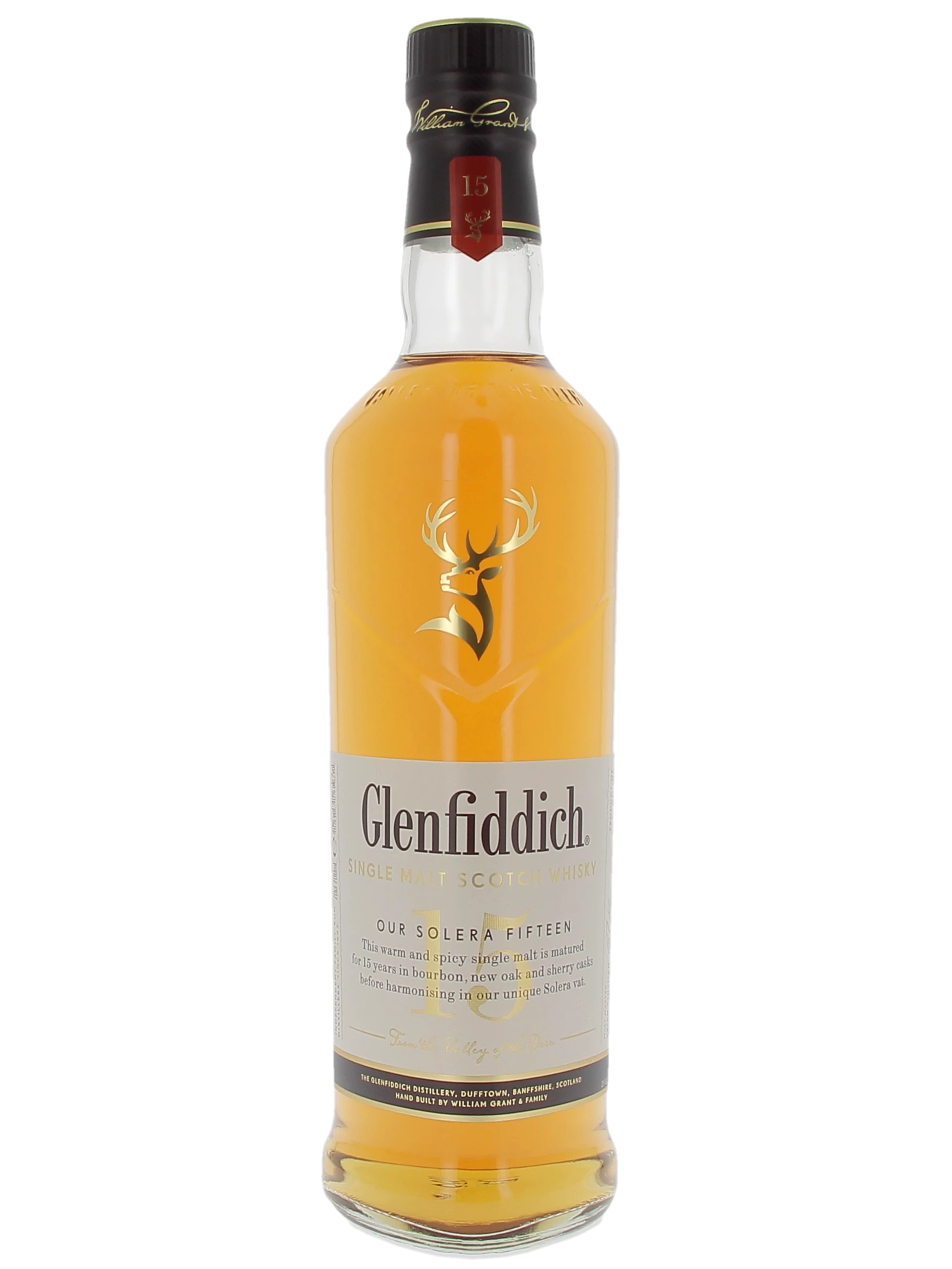 Bouteille face du Whisky Glenfiddich Our Solera Fifteen 15 ans – A La Civette Paris