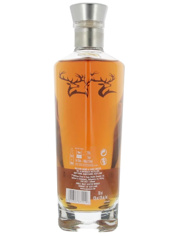Dos de la bouteille du Whisky Glenfiddich Temps Suspendu 30 ans – A La Civette Paris