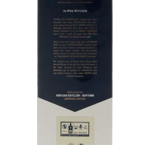 Dos de la boîte du Whisky Mortlach The Wee Witchie – A La Civette Paris